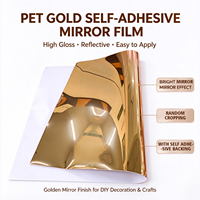 Feuille de miroir flexible autocollante dorée PC, film miroir sans cadre Art Déco or rose métallisé avec colle au dos pour décoration murale