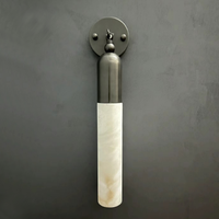 Applique Murale Italienne Simple en Cuivre et Albâtre, LED Haut de Gamme pour Salle de Bain, Chambre à Coucher, Chevet, Miroir Cosmétique, Hall d'Entrée, Escalier, Couloir
