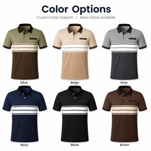 Polo de Golf Personalizado con Bloques de Color y Rayas para <span class=keywords><strong>Hombre</strong></span>, Camisetas Elásticas para Juegos de Fin de Semana, Uniformes de Equipo OEM ODM - Product Image 6