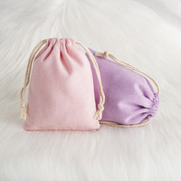 Pochette à bijoux en coton naturel et cuir PU avec logo personnalisé, fermeture à cordon et ruban, sacs d'emballage cadeau pour petits articles