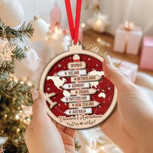 Christmas Personalized Adventure Custom Traveling Destination <b>Ornament</b> <b>Couple</b> Travel Gift - Product Image 3