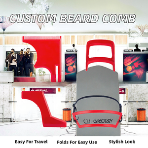 Peine para Barba Plegable y Portátil con Logotipo Personalizado, Ideal para Viajes, Peine Plano para Barba, Peine <span class=keywords><strong>de</strong></span> Plástico para Peluquería - Product Image 2