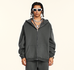 Sweat à capuche lourd <span class=keywords><strong>100</strong></span>% coton du fabricant pour hommes Streetwear personnalisé Color Block surdimensionné Zip-up pour la <span class=keywords><strong>saison</strong></span> de printemps - Product Image 1