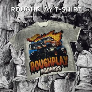 T-shirt en coton 100% à impression numérique vierge RoughPlay Madness, style vintage américain tendance, manches courtes pour l'été - Product Image 2