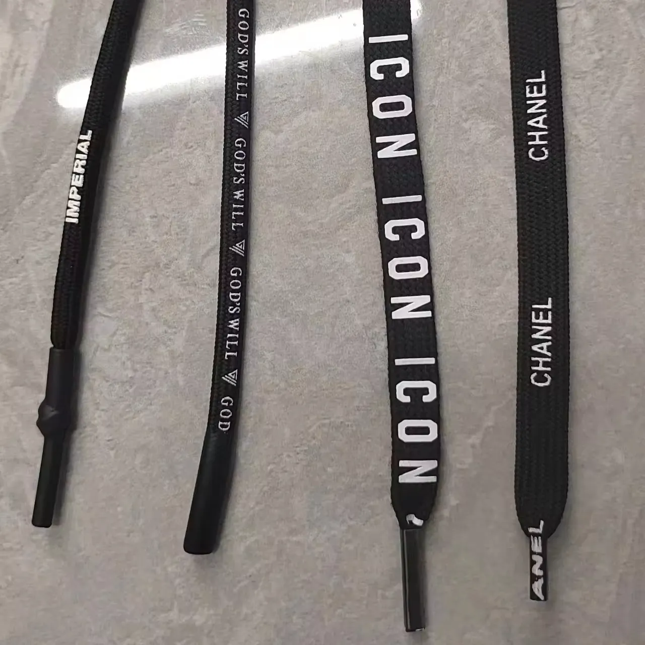 cords 100% polyester custom printing logo round black braided drawstring cord drawcord