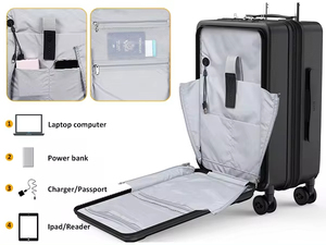 <span class=keywords><strong>Valise</strong></span> à roulettes classique légère <span class=keywords><strong>de</strong></span> 20 pouces à ouverture frontale, homologuée TSA, avec chargeur USB, directement <span class=keywords><strong>de</strong></span> l'usine - Product Image 1