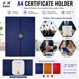 Cartella Porta Certificato di Laurea Personalizzata A4 in PU con Stampa a Caldo, Goffratura/Debossing e Stampa Digitale del Logo Personalizzato - Product Image 4