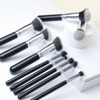 LEISHANG – ensemble de pinceaux de maquillage noirs avec LOGO personnalisé, 10 pièces, échantillon gratuit, mélange de sourcils, pinceaux à lèvres, ombre à paupières, ensembles de pinceaux de maquillage