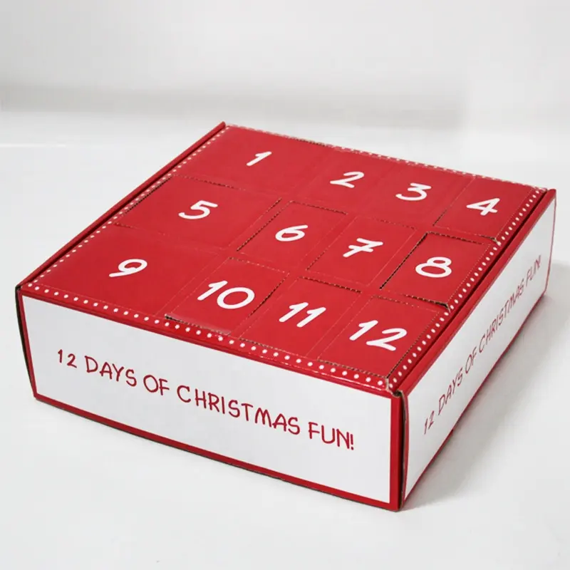 Wholesale custom cheap cardboard advent calendar christmas box 12 days fidget toy advent calendar box