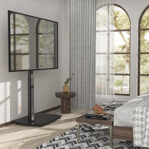 Support de télévision au sol sans perçage 32-65 pouces pour VESA 400x400, ±30° °   Support pivotant, charge de 35 kg, base en verre trempé, <span class=keywords><strong>pieds</strong></span> antidérapants, gestion des câbles - Product Image 6