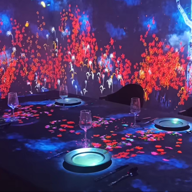 2025 Animated Light on Resutarant Table Immersive Restaurant Interactive 3d Mapping Projector Holographic Desktop