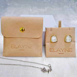 Custom Microfiber <b>White</b> Suede Jewelry Box Pouch <b>Envelope</b> with Card Insert and Logo Premium Packaging for Customized Jewelry - Product Image 4