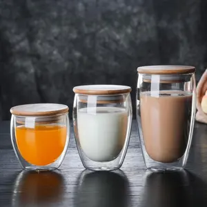 Glass Tea Cups Borosilicate OEM Wholesale High Quality 80ml 150ml 450ml Tall Borosilicate Double Wall Layer Glass Cup For Tea