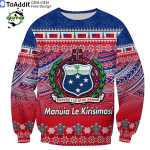Diseño personalizado Hombres Casual OEM Sudaderas Samoa Navidad <span class=keywords><strong>Manuia</strong></span> Le Kirisimasi Pullover Knitwear Jumper Winter Knitted Sweater - Product Image 1