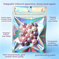 Sac à fermeture éclair holographique transparent argenté, imprimé par gravure, pour bijoux cosmétiques, refermable, résistant à l'humidité, petit sac en plastique à fermeture éclair