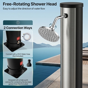 <span class=keywords><strong>Douche</strong></span> extérieure <span class=keywords><strong>solaire</strong></span> 2 sections de 72 pieds et 10 gallons avec pommeau rotatif et robinet au pied – Idéale pour jardin, plage, spa - Product Image 2