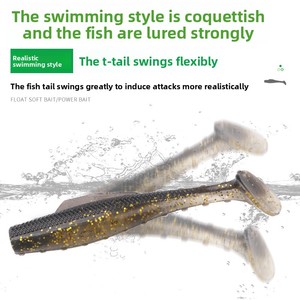 เหยื่อปลอมแบบนิ่ม T-ail ทำจาก PVC และ TPR สำหรับตกปลาในน้ำจืด เหมาะสำหรับปลาแบส ปลาไพค์ ตกปลาทะเลจากเรือ ใช้ได้กับปลาเป้าหมายต่างๆ - Product Image 5