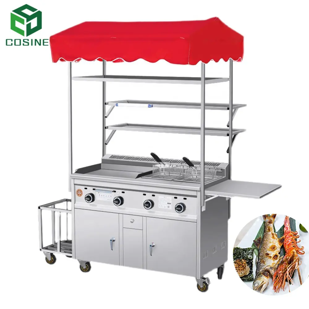 High quality outdoor hotdog electric and gas trailer food trolley crepe electric tricycle hamburger food cart for sale
