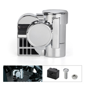 Klaxon chromé pour moto, montage avant, 12V, kit de mise à niveau pour klaxon en forme d'escargot, compatible Harley Davidson - Product Image 1