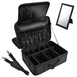 Mallette Organisateur <span class=keywords><strong>Professionnelle</strong></span> pour Maquilleur Grande Capacité Sac Cosmétique de Voyage Beauty Case avec Miroir en Nylon pour <span class=keywords><strong>Coiffure</strong></span> et Manucure - Product Image 1
