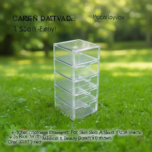 4-Tier Clear Storage <b>Drawers</b> For Skin Care Daily Use With Rice Extract All Skin Types As Shown - Product Image 3