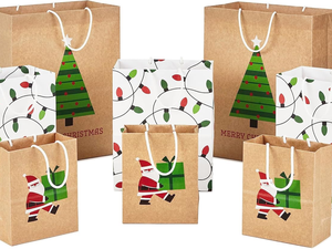 Sacs cadeaux réutilisables en papier kraft, best-seller au Vietnam, avec logo imprimé en flexographie, sacs d'emballage personnalisés pour fêtes et artisanat, pour Noël et les fêtes. - Product Image 1