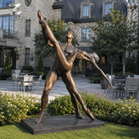 Sculpture de couple de danseurs de ballet en bronze grandeur nature, statue figurative moulée à la main sur mesure pour la décoration extérieure de jardins, d'hôtels et d'espaces publics