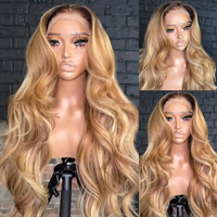 Vente en gros de cheveux indiens vierges bruts sans colle 613 Perruque Highlight Ombre brun miel blond HD Lace Front Perruque de cheveux humains colorés