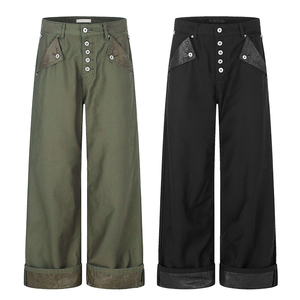 <span class=keywords><strong>Pantalon</strong></span> en jean rétro à cinq boutons, coupe droite, avec poches croisées <span class=keywords><strong>sur</strong></span> les côtés, style parisien, ample et décontracté à jambes larges - Product Image 6