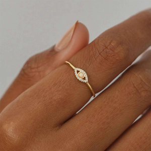 แหวนหมั้นโอปอลรูปตาประดับเพชรซิคอน เงินแท้ 925 จาก CANNER Fine Jewelry แหวนโอปอลชุบทอง 18K สุดหรูสำหรับผู้หญิง - Product Image 3