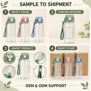 550ml Transparent PP Straw <b>Water</b> <b>Bottle</b> with One-Touch Dust Cover and Wrist Strap Custom Logo OEM ODM - Product Image 5