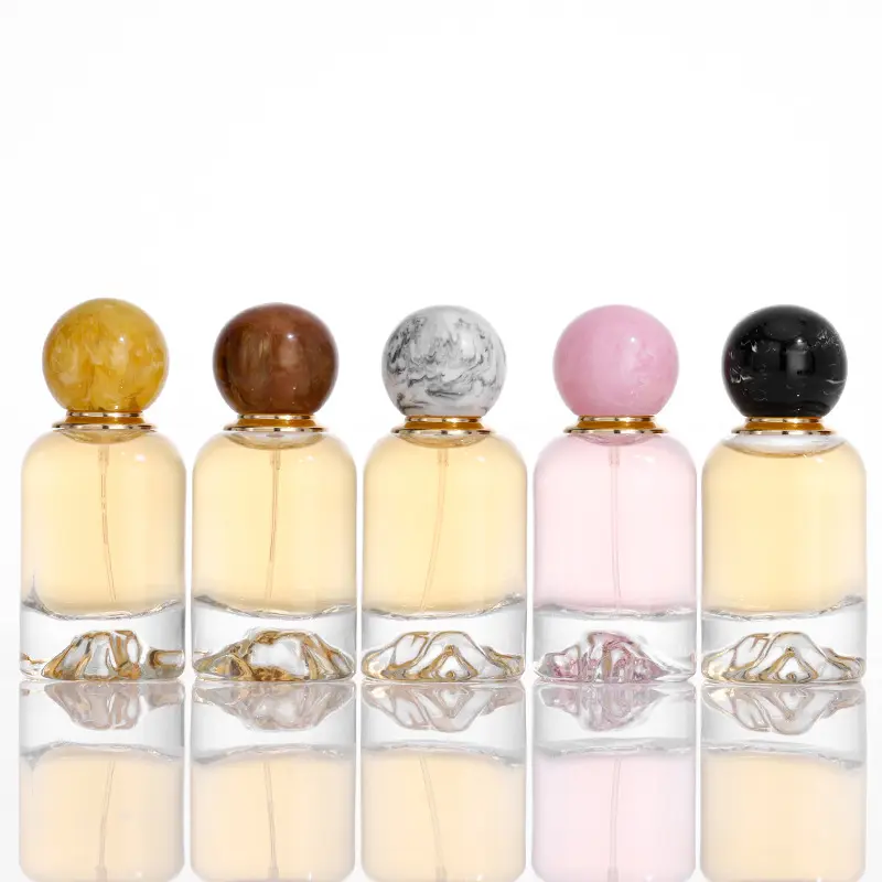 Hot-selling thick-bottomed glass perfume bottle creative transparent perfume bottle spray color ball cover bottling