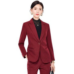 Women's Green Suit Set Polyester Worsted Full Sleeve Anti-Wrinkle Elegant Autumn Workwear - Product Image 5