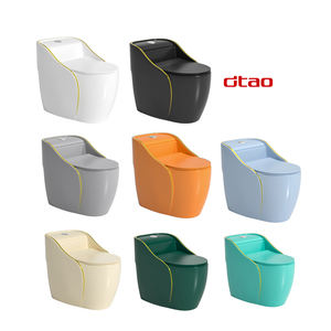 <span class=keywords><strong>WC</strong></span> monobloc en céramique de luxe moderne, nouveau design, pour salle de bain d'hôtel, avec siphon en S, forme œuf colorée - Product Image 2