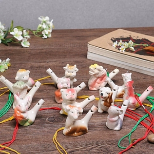 12 estilos de silbatos de cerámica del zodiaco chino, añade agua para hacer sonido chirriante, juguete educativo para niños - Product Image 5