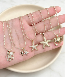 Collier pendentif étoile de mer en zircon et métal, breloque crabe, bijoux océaniques pour femme, été, plage - Product Image 5