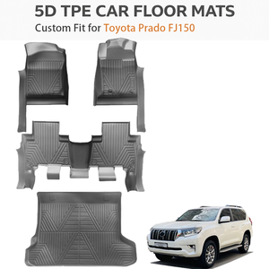 พรมปูพื้นรถยนต์แบบสั่งทำพิเศษ 5D TPE สำหรับ Toyota Prado FJ150 พวงมาลัยขวา กันน้ำ เป็นมิตรกับสิ่งแวดล้อม หนา 3.5 มม. สำหรับทุกสภาพอากาศ แผ่นรองพื้นรถยนต์ OEM - Product Image 1