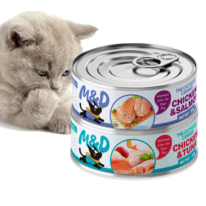 Alimento para Gatos Direto da Fábrica OEM ODM, Venda Quente, Alimento Enlatado para Gatos com Alto Teor de Proteína, Mistura de Frango e Atum - Product Image 1
