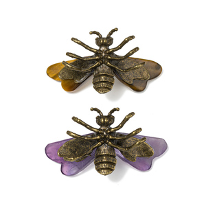 Decorazione da Scrivania Creativa con Esemplari Minerali: Ornamento a Forma <span class=keywords><strong>di</strong></span> Ape in Rame, Gemma, Pietra Naturale, <span class=keywords><strong>Cristallo</strong></span> Curativo, <span class=keywords><strong>Occhio</strong></span> <span class=keywords><strong>di</strong></span> <span class=keywords><strong>Tigre</strong></span>, Ametista - Product Image 3
