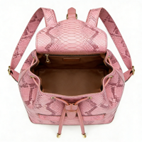 Sac à dos de luxe pour femme en cuir véritable violet à texture serpent, idéal pour le shopping décontracté, avec échantillons gratuits et support OEM/ODM