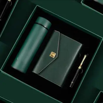 Set hadiah mewah bisnis pria, Set hadiah mewah 5 dalam 1 untuk hadiah promosi, termasuk tas kotak Notebook pena dan botol
