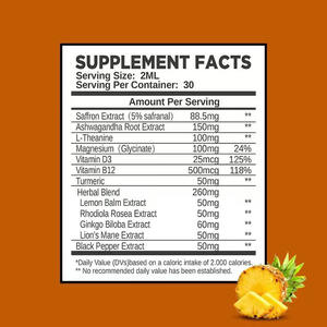 Gotas Líquidas de Magnesio de Alta Potencia para el Apoyo del Estado de Ánimo y la Función Cerebral, Mezcla Herbal de Magnesio Glicinato para el Alivio del Estrés - Product Image 6