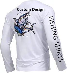 定制设计您自己的钓鱼运动衫升华快干UPF50 + 防晒空白鱼衬衫男士长袖钓鱼衬衫