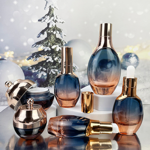 <span class=keywords><strong>Deluxe</strong></span> 30 50g 30 50 100 150ml Bouteilles cosmétiques en verre vides rondes bleu orange crème de soin de la peau emballée avec emballage de pompes - Product Image 4