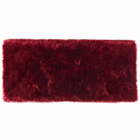 Roter Plüsch Einfarbiger Teppich Bettvorleger Flauschiger Langflor Minimalistisch Modern für Schlafzimmer Brautzimmer Mädchenzimmer
