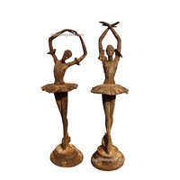 Peinture Vintage grandeur nature métal jardin produit ornements grand jumelé belle ballerine dame Statue Sculptures pour la décoration extérieure