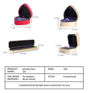 사용자 정의 하트 모양의 보석 상자 도매 팔찌 귀걸이 반지 보석 패키지 Led 가벼운 보석 상자 포장