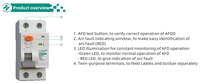 ADDF7-63 25A Disjoncteur différentiel AFCI 230V 1P+N 2P Cuivre et plastique Haute capacité de coupure et de recouplage AFCI