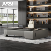 Bureau de direction en forme de L en bois MDF JUOU, mobilier de bureau exclusif pour PDG, bureau de direction moderne et luxueux
