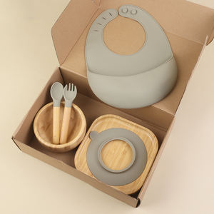 Articoli da tavola per bambini Logo personalizzato diviso per uso alimentare Bpa Free in Silicone per l'alimentazione di bambù <span class=keywords><strong>Set</strong></span> di piatti di Design per bambini - Product Image 2